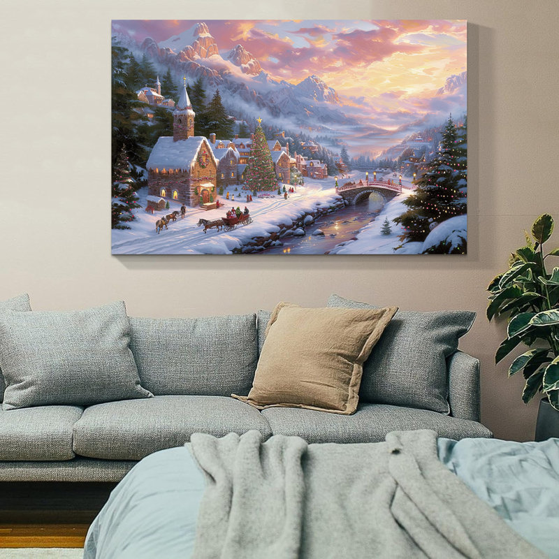 Arbre de Noël, art mural sur toile, H 12 po x l 18 po