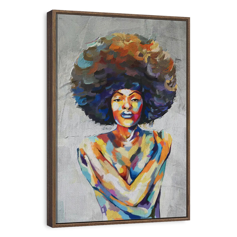 Portrait abstrait, huile, 29" x 43", Floating Frame Walnut