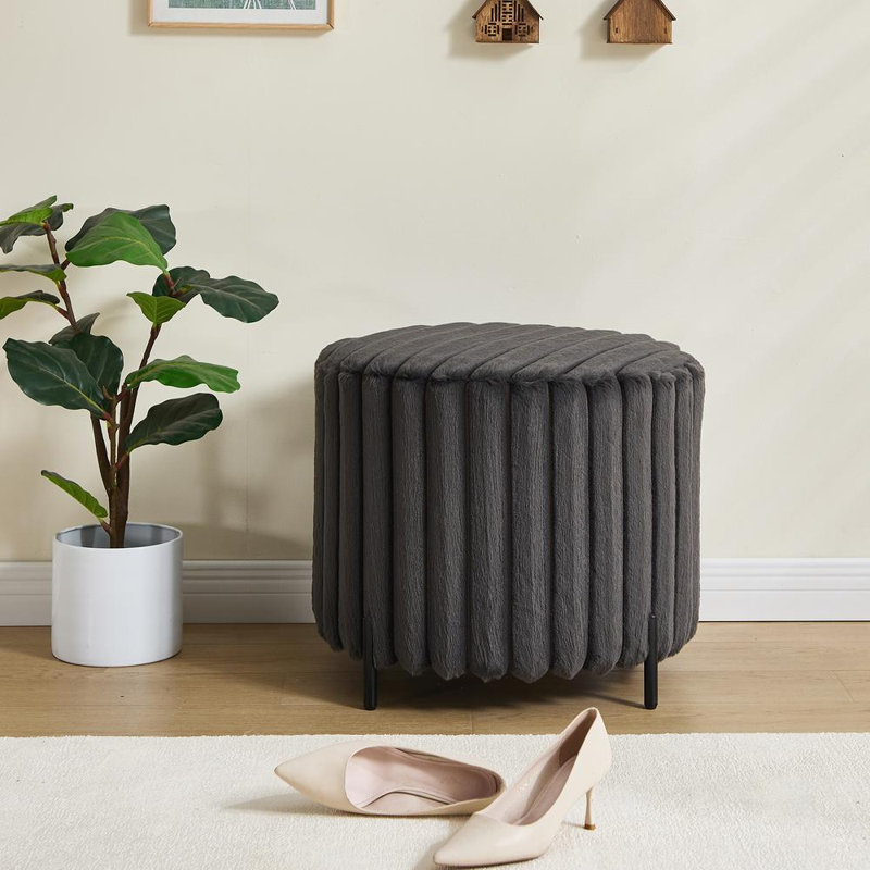 Round Ottoman (Charcoal), Charcoal