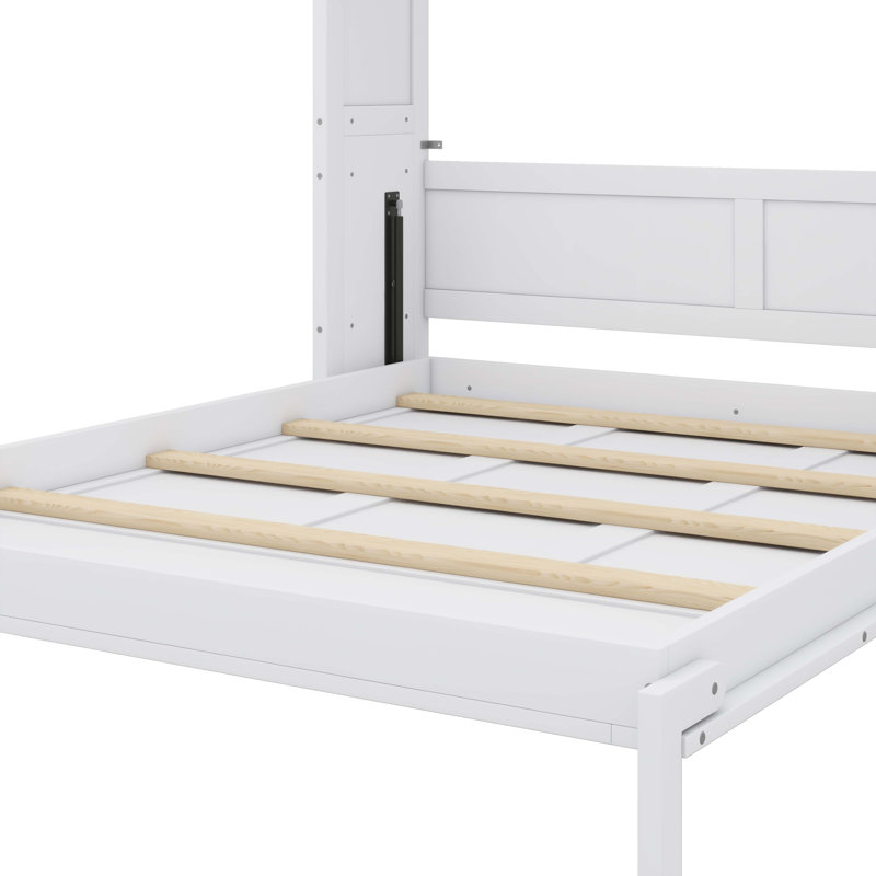 Lit escamotable double avec de nombreuses tablettes et armoires de rangement