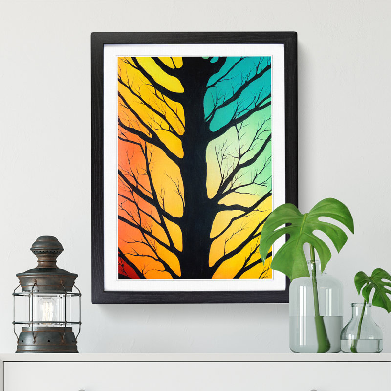 FRM-V0523-30X Abstract Tree Vol.1 1 Piece Single Picture Frame Wall Art, 34cm H x 25cm W x 2cm D, Oak Framed