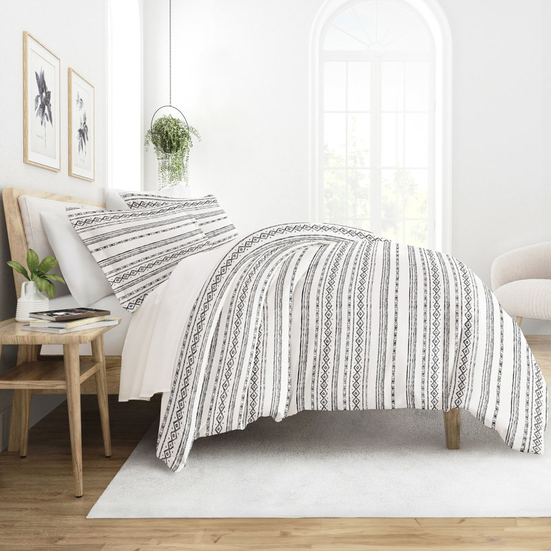 Geo Threads Pattern Duvet Cover Set, Twin Duvet Cover + 1 Sham