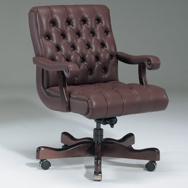Genuine Leather Executive Chair, Burgandy, Mahogany, Not Included