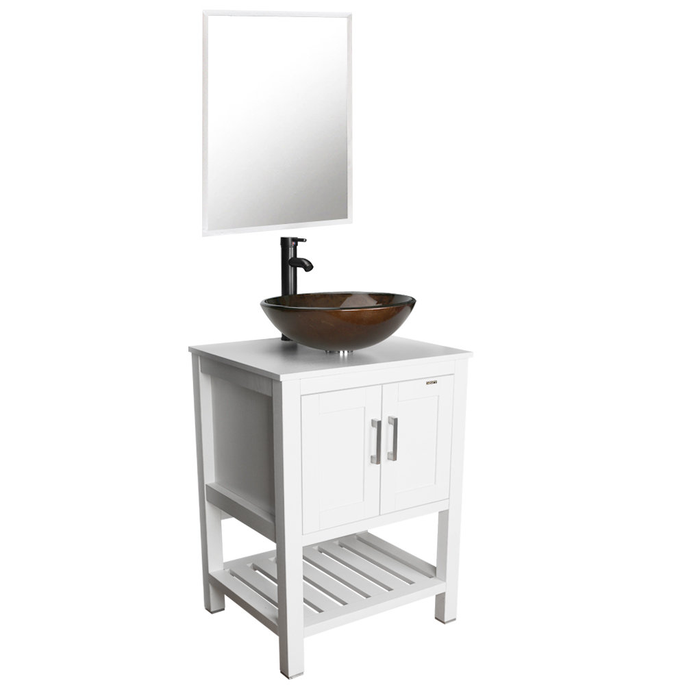 ECLIFE 24'' Narrow Depth Single Bathroom Vanity Set with Mirror ...