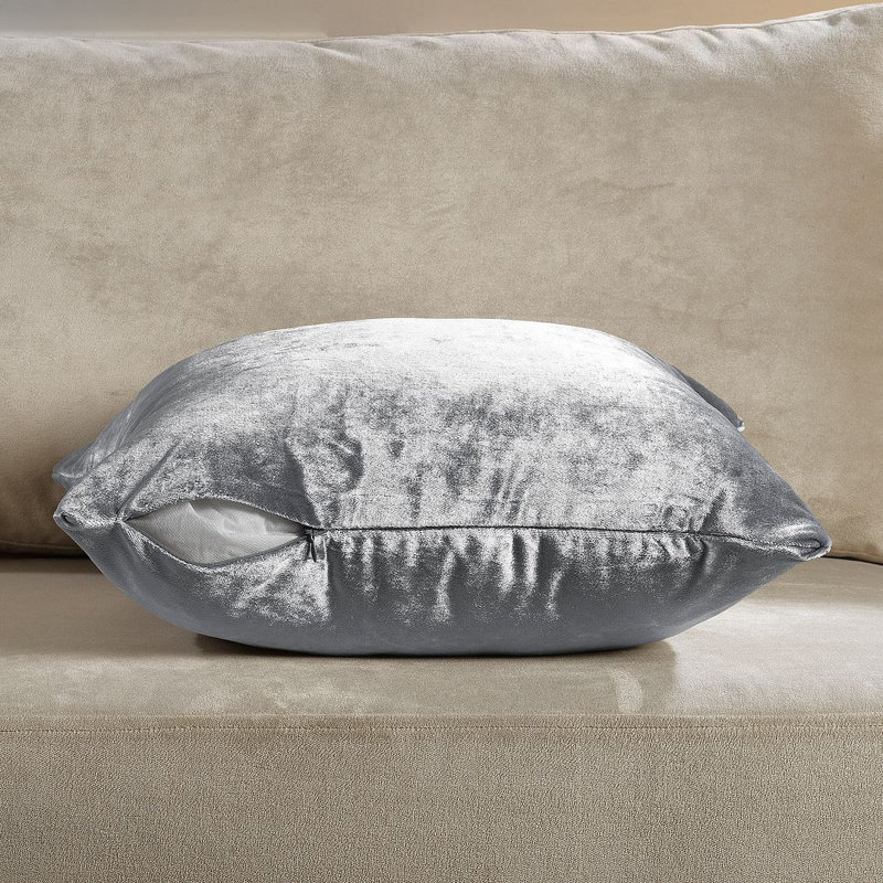 Housse de coussin en velours brillant, Argent argent, Square 14"