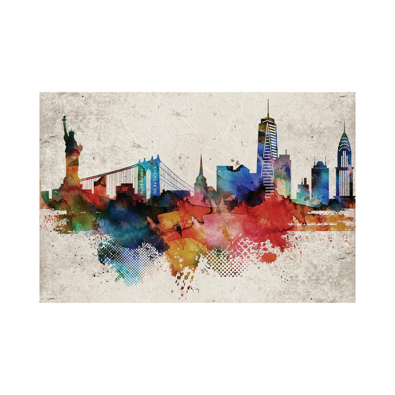 New York Abstract - Wrapped Canvas Print, 66.04cm H x 101.6cm W