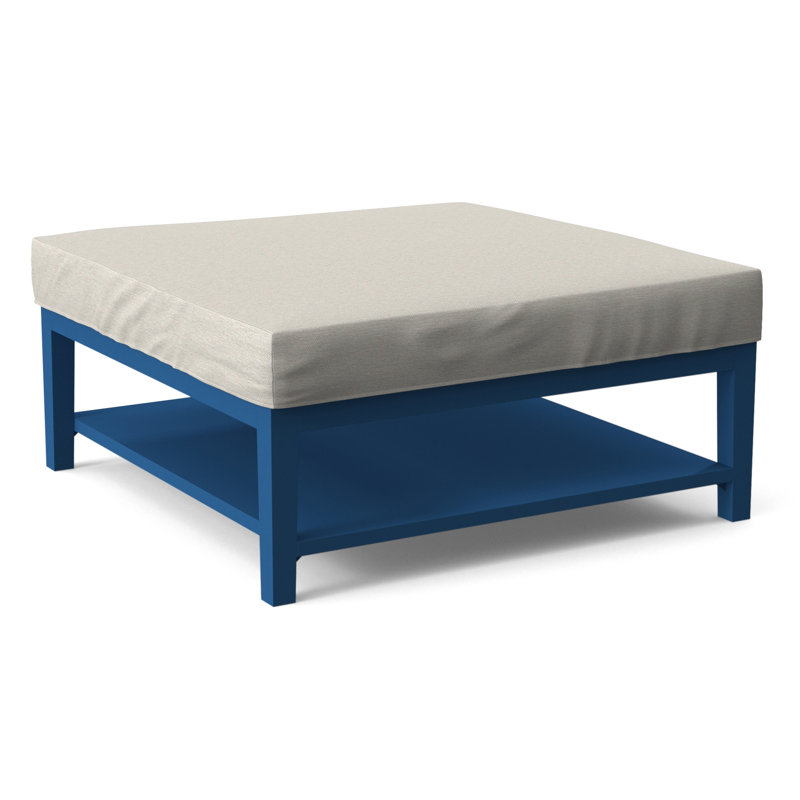 Hammond Square Ottoman, Antique Frost White Finish, White Performance Fabric; 0851-94