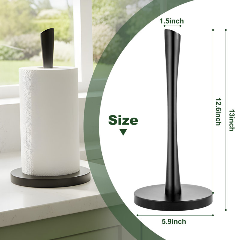 Support de rangement autoportant en acier inoxydable: finition noir mat, idéal pour les grands rouleaux dans la cuisine et la salle de bain