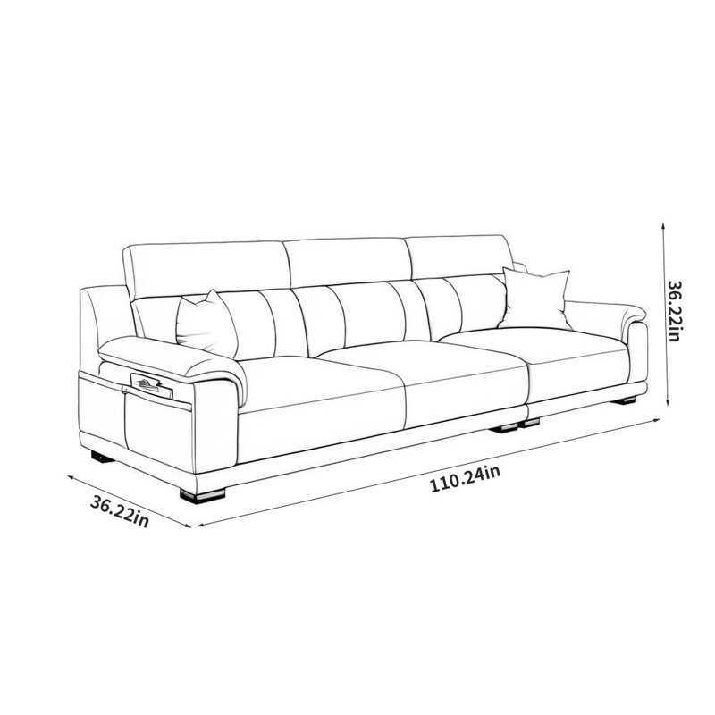Simple And Creative Sofa, 36.22" H x 110.24" W x 36.22" D