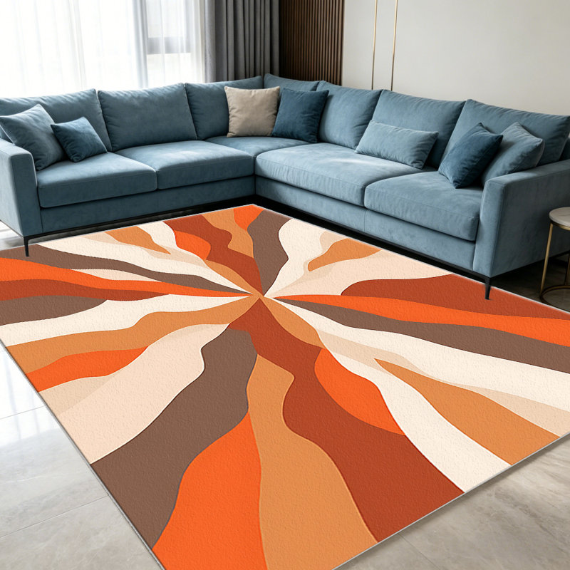 Burnt Orange Abstract   area rugs for Living Room, Soft and Comfortable, Suitable for all seasons, easy to maintain, machine washable Indoor floor mat, Under Table Farmhouse suitable for Bedroom, Dining Room, Study,  Balcony, Home Decor Patio
