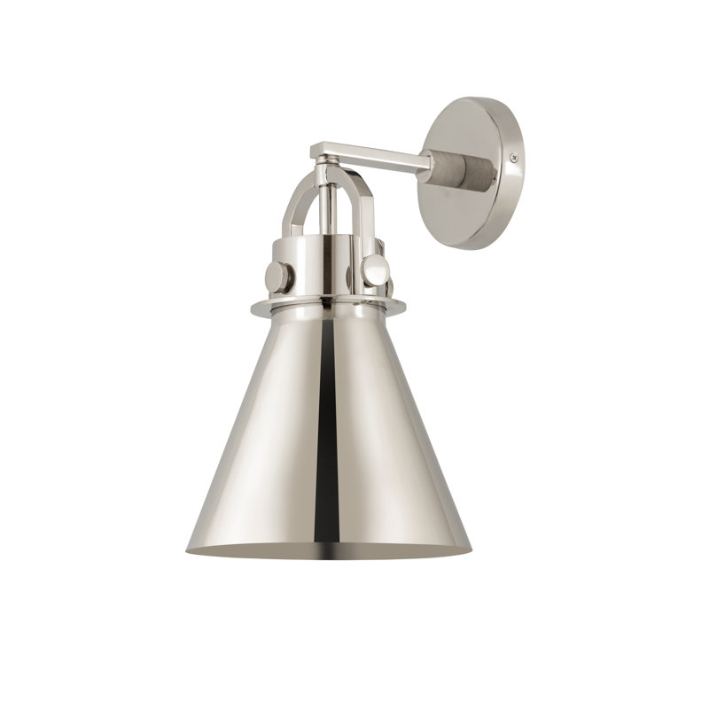 Acie Steel Armed Sconce, Polished Nickel, Polished Nickel