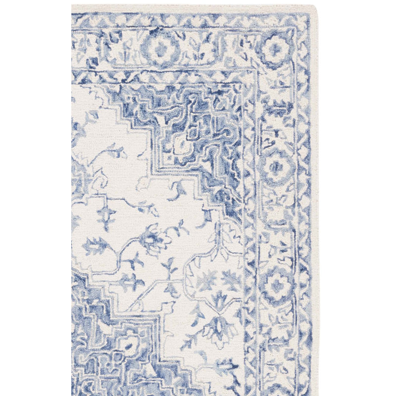 Metro Hand Tufted Wool/Cotton Oriental Rug in Ivory/Blue, Rectangle 10' x 14'