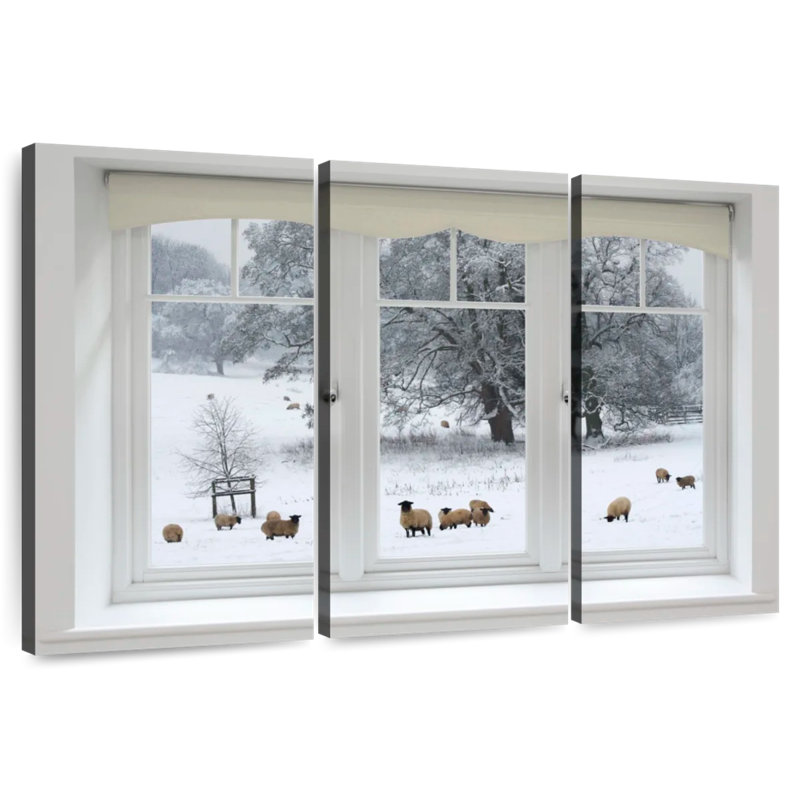 Lilie Winter Sheep Window View, 36" H x 57" W