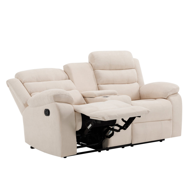 2 Seater Reclining Fabric Sofa, 2 Seater, Beige