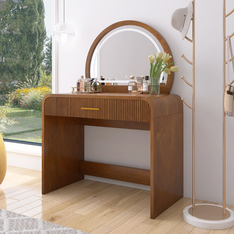 Coiffeuse 39 po avec miroir lumineux, Espresso