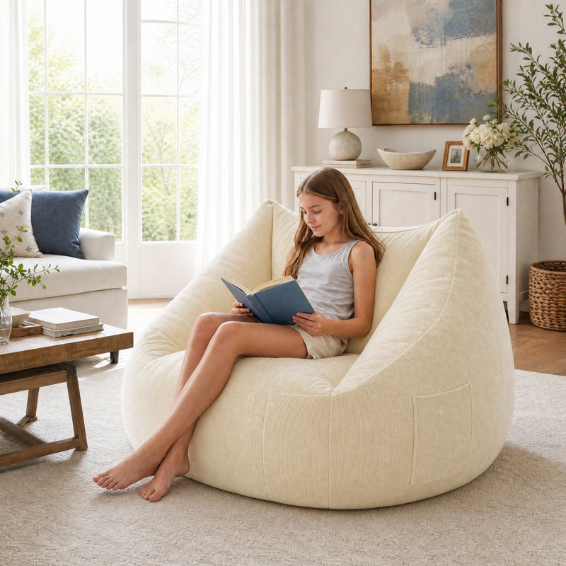Fauteuil à billes géant pour adultes, Chenille beige