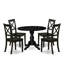 L'ensemble de table contient une table ronde et 4 chaises de salle à manger modernes en bois de style Mid-Century avec dossier en X - Noir brossé-1152095417-1152095421