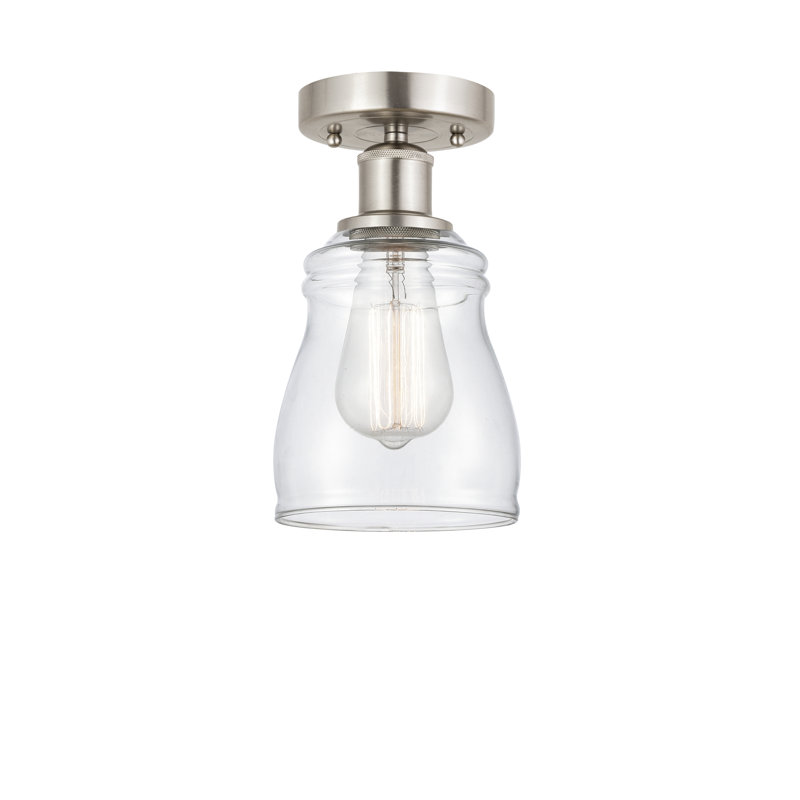 Plafonnier semi-encastré en verre Mccarver, Transparent, Nickel satiné brossé