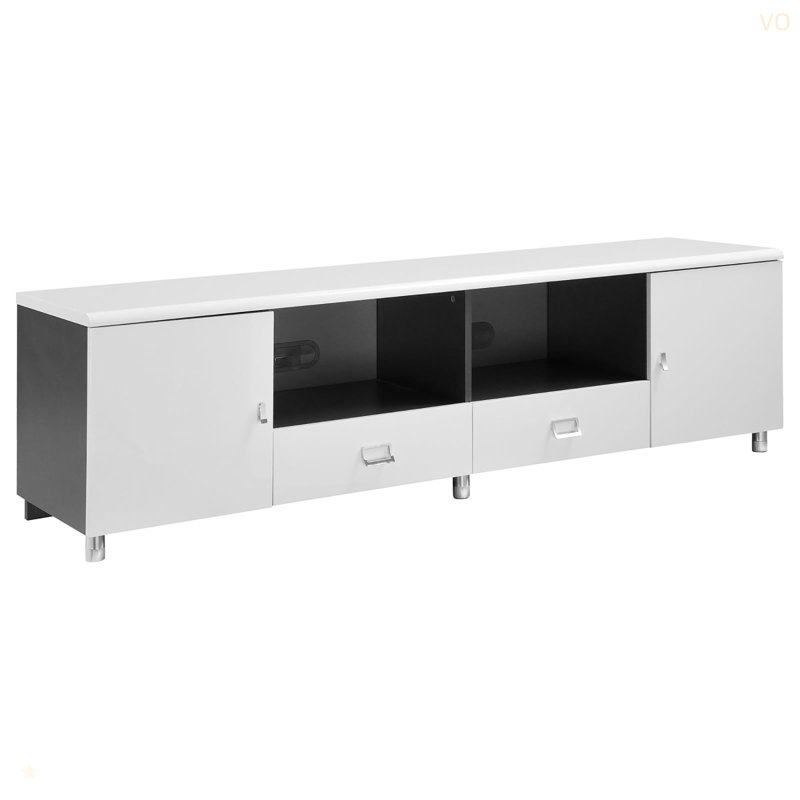 Console à 2 tiroirs blanc brillant