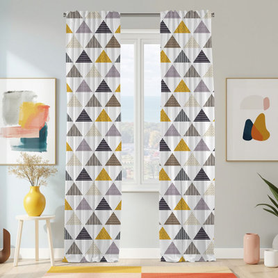 Semi Sheer Modern Print Curtain Single Panel