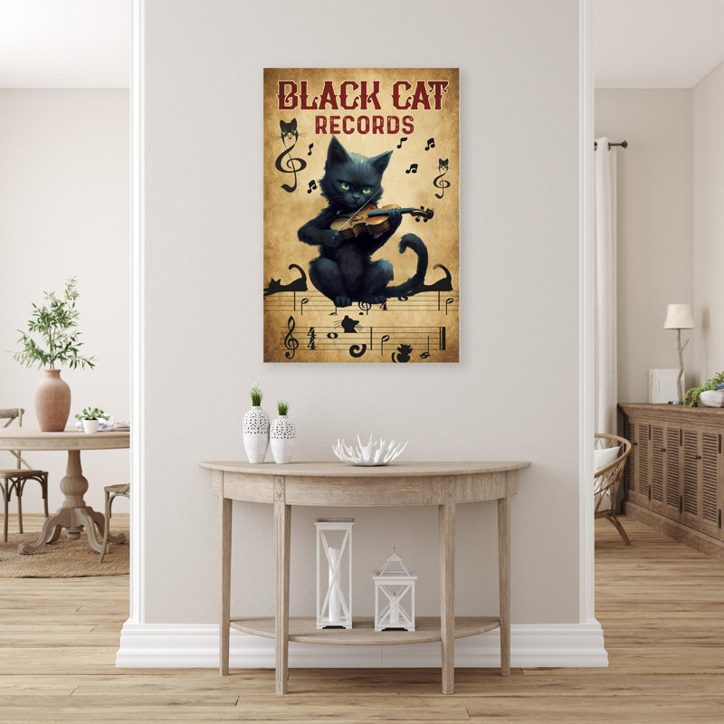 Impression sur toile, "Chat noir", H 20 po x l 16 po x P 1,25 po