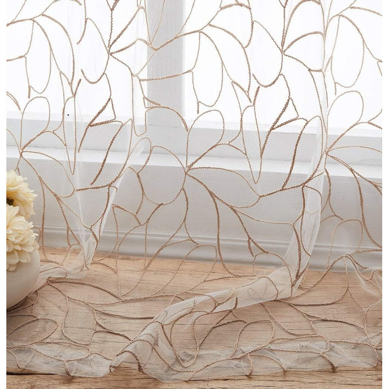 Rideau de porte de patio chic et brodé Boho, Doré