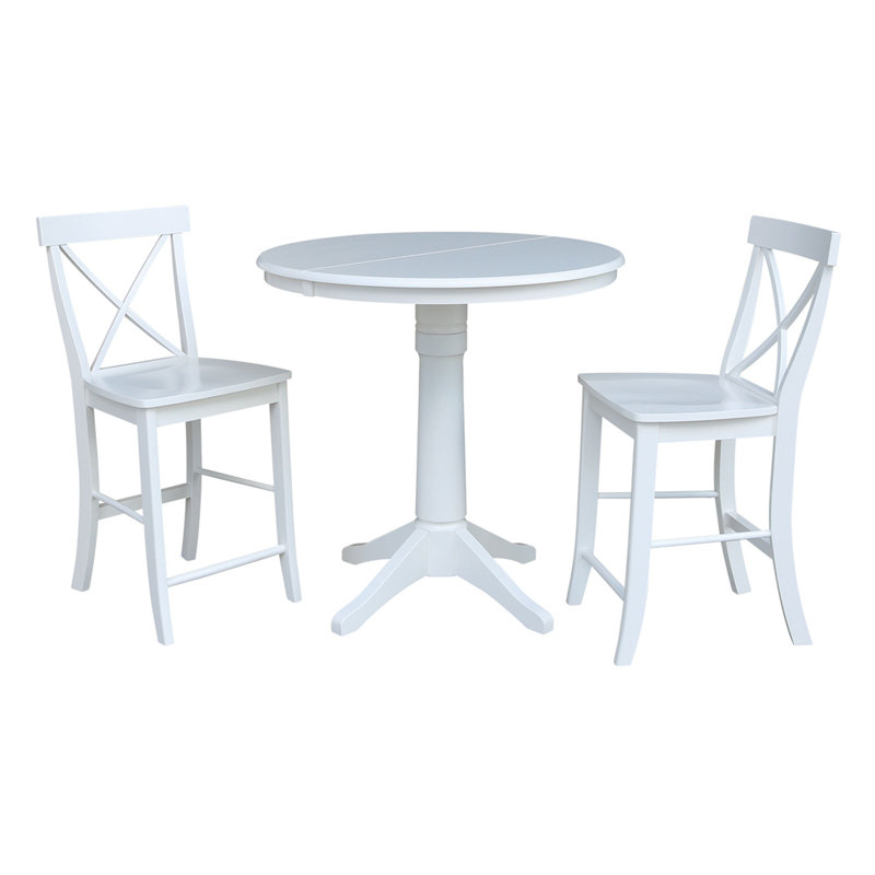 Chiani Counter Height Extendable Solid Wood Dining Set, 3, Black