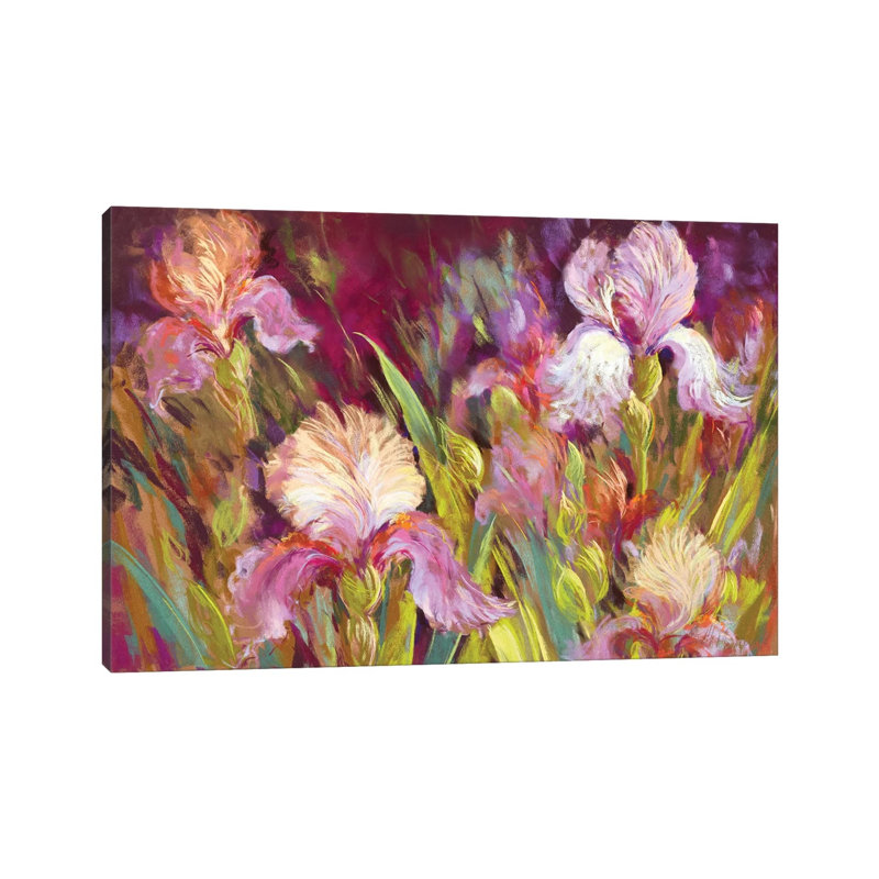 Irises All Day by Nel Whatmore - Wrapped Canvas Painting, 66.04 cm H x 45.72 cm W x 3.175 cm D