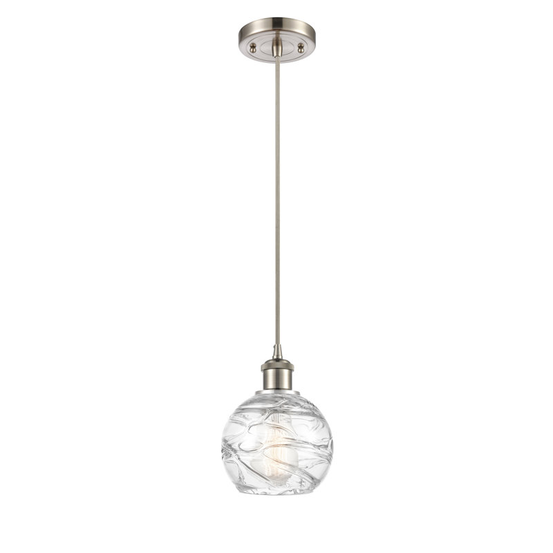 Luminaire suspendu sphère 1 lumière Aanya, Nickel satiné brossé, Ampoule non incluse