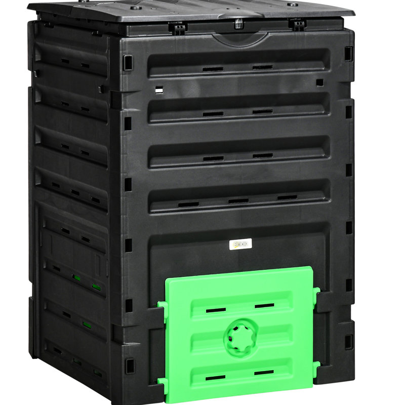Contenant à compost de 120 gallons -, 80 évents pour une création rapide, 2 portes coulissantes, et stable, boîte noire de Fertilisation efficace du sol, poids léger,