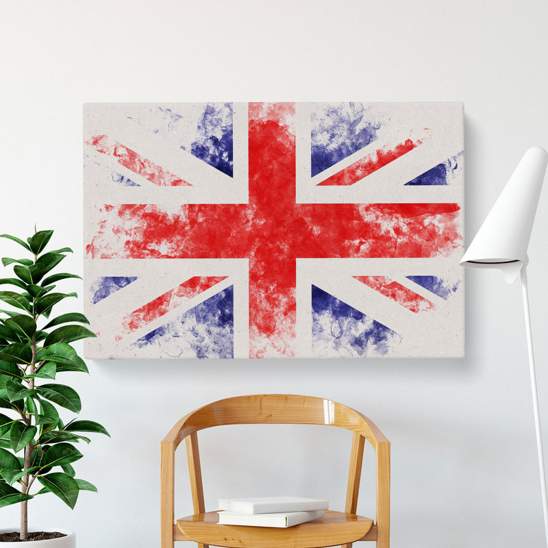 Union Jack British Flag Vol.1 Watercolour - Wrapped Canvas Print, 35cm H x 50cm W x 3cm D
