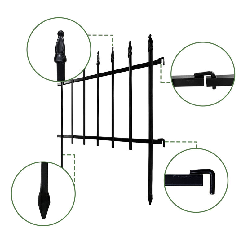 Decorative Metal Garden Fence 46Cm High X 56Cm Wide 5 Pack, Total Length 2.8M, Low Garden Fencing Border For Outdoor Patio, Lawn, Yard, Flower Bed