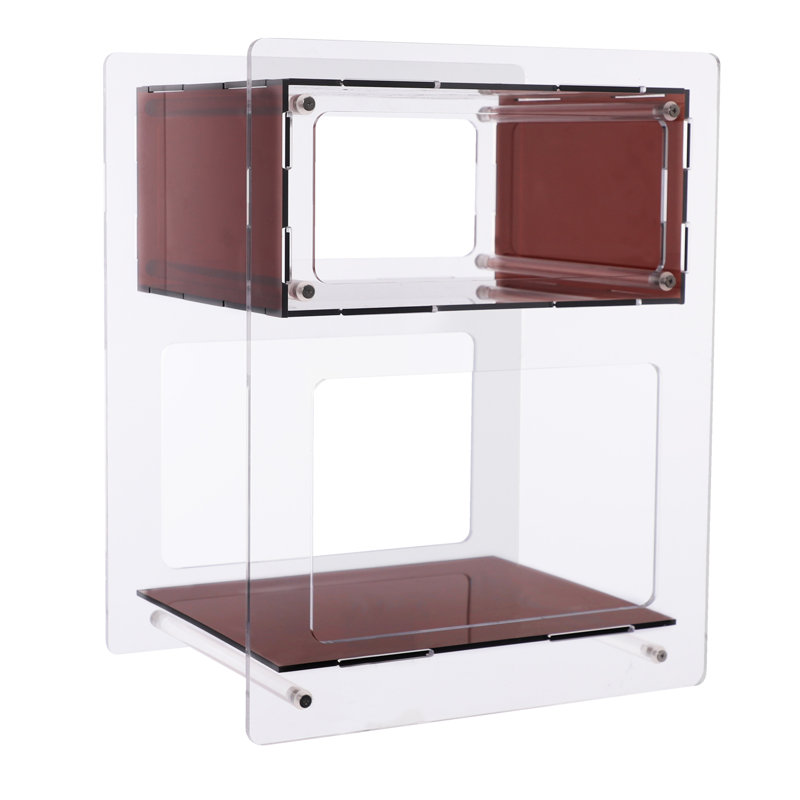 Table de bout moderne à 3 niveaux en acrylique 20 po - Table de chevet et table d'appoint minimaliste, Brun