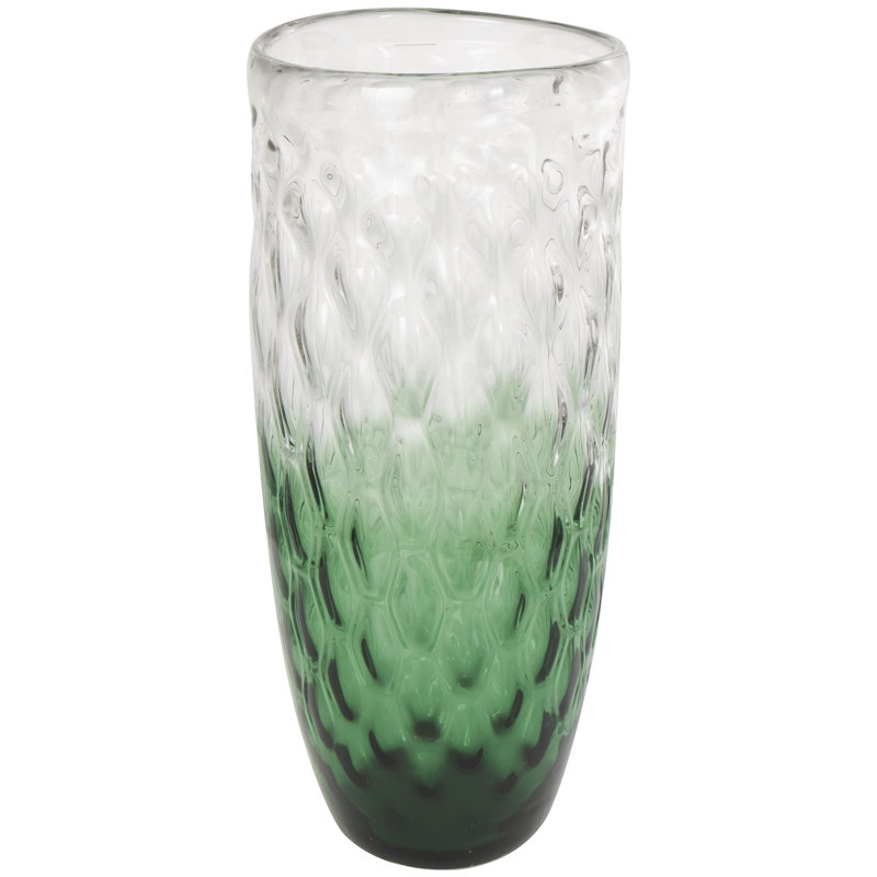 Vase en verre, H 24 po x l 10,15 po x P 10,2 po, Vert