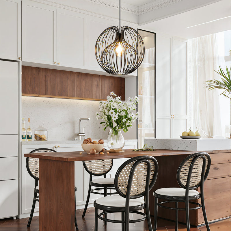 Modern Matte Black Pendant Light, 15.7" Wide, E26 Base