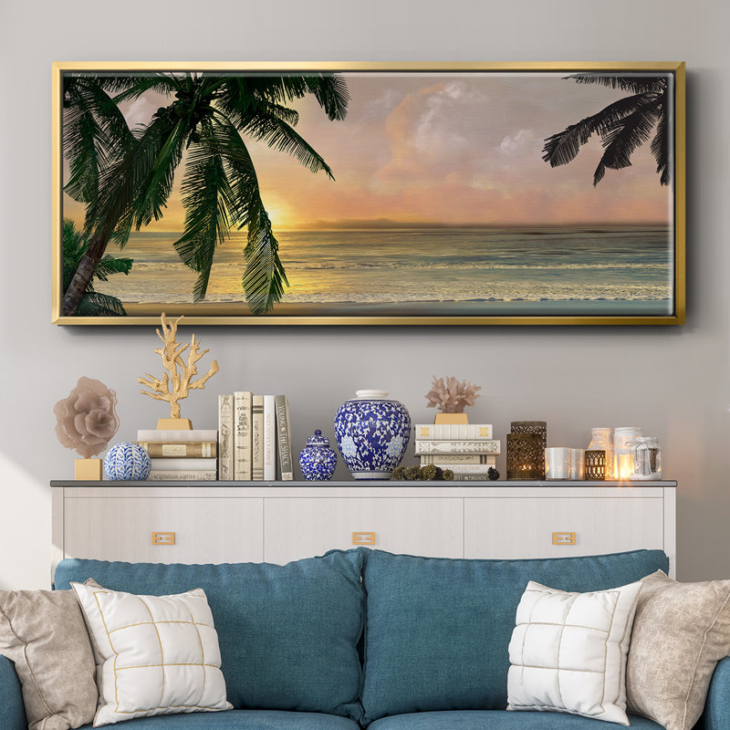 Sunset Cove I- Framed Canvas, 20" H x 50" W