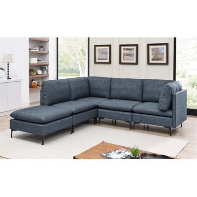 Armari 93.5" Wide Reversible Modular Sofa and Chaise with Ottoman by Wade Logan