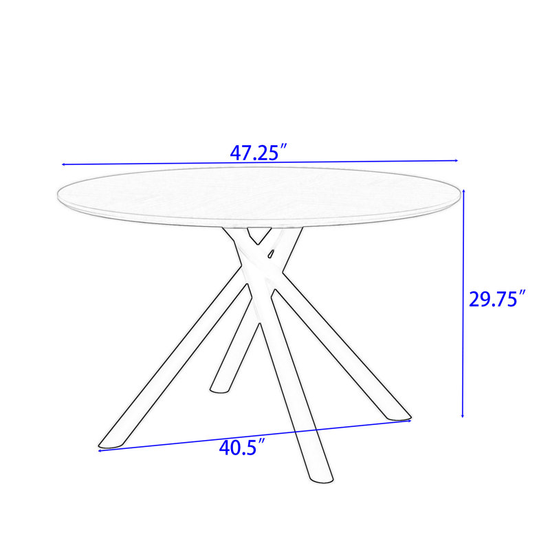 Barlene Modern Round Dining Table with Metal Cross Legs