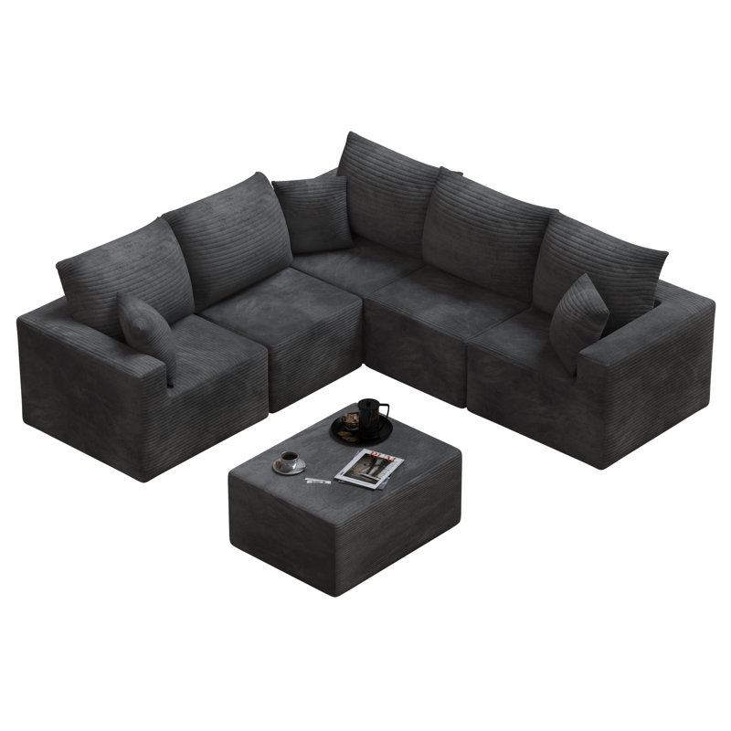 Canapé modulaire 98,4 "à compression avec coussins modulaires et coussins, siège profond convertible 5 places, avec 6 modules pour le salon