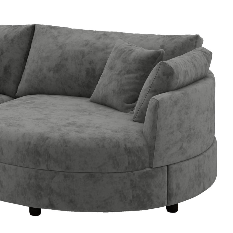 Canapé modulaire incurvé moderne 105 po, tissu chenille doux, canapé modulaire 3 pièces avec méridienne courbée et 3 coussins décoratifs