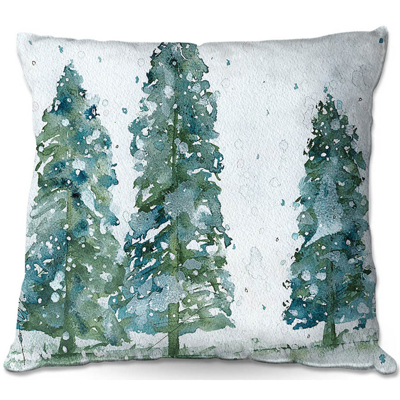 Coussin décoratif à trois arbres de épicéa, 18 po x 18 po