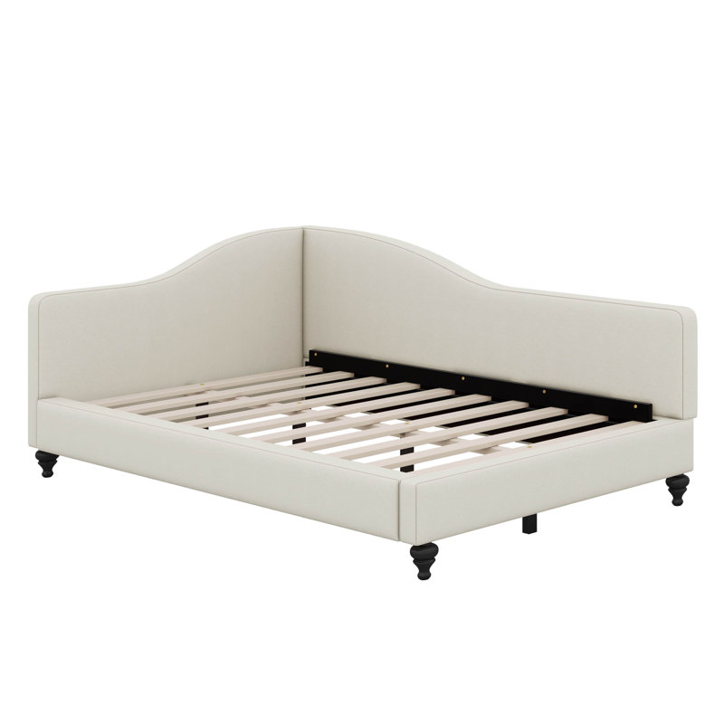 L-Shaped Linen Daybed, Beige, Full/Double