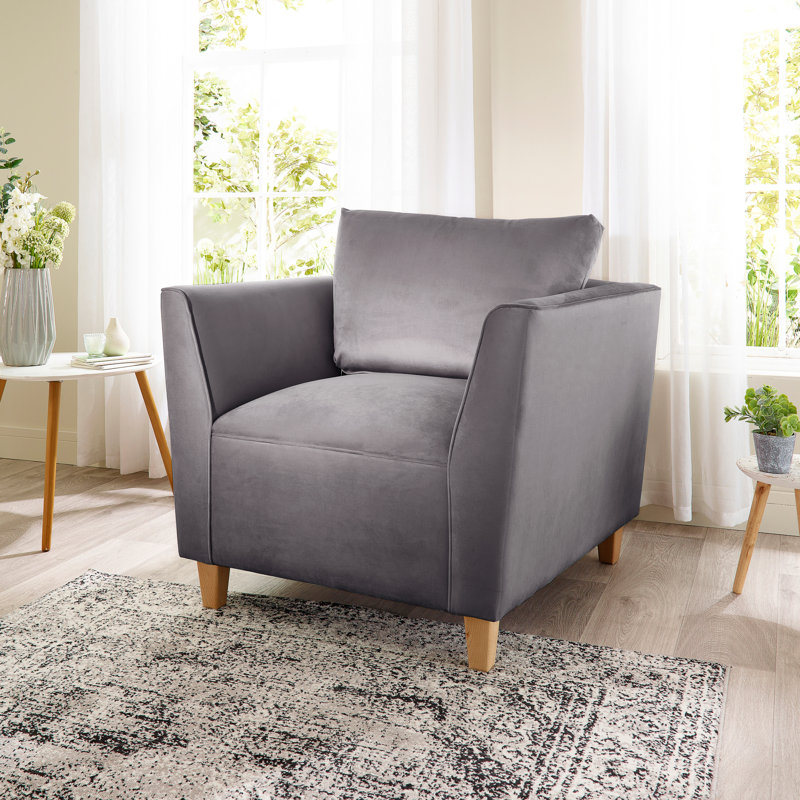 Audington Velvet Armchair, Steel