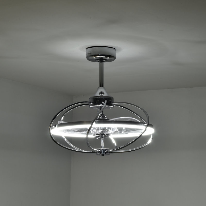 Elisabeta Chrome Ceiling Fan Chandelier with LED Light and Remote