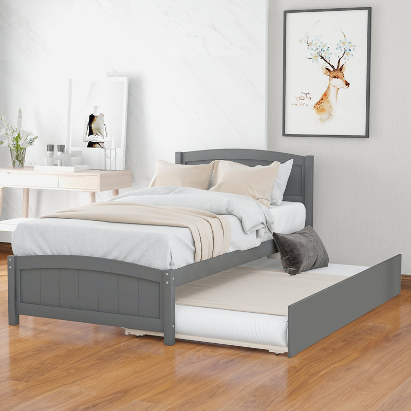 Lit plateforme simple Kaolin, gris