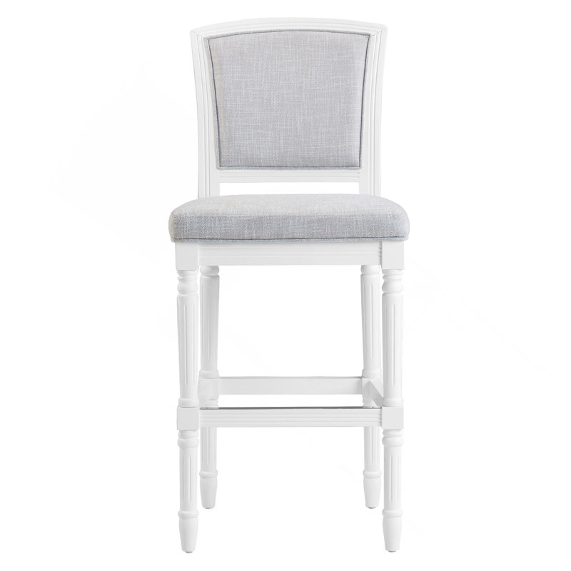 Tabouret 31 "de hauteur bar avec siège et dossier rembourrés, 1 pièce, Siège gris / cadre blanc
