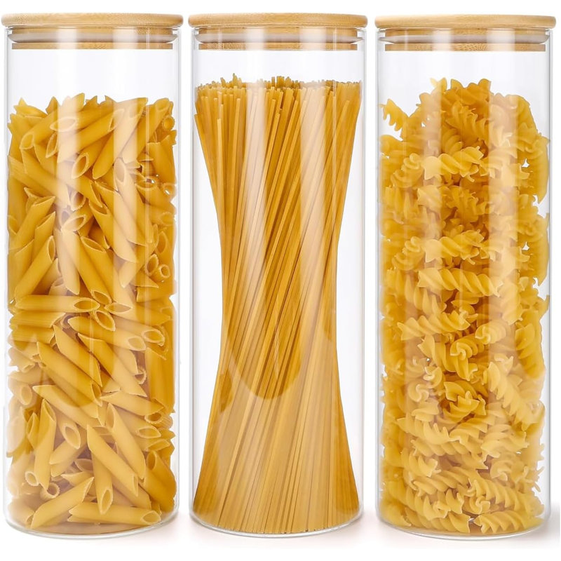 Glass Jar - Set of 3, 20cm H x 10cm W x 10cm D