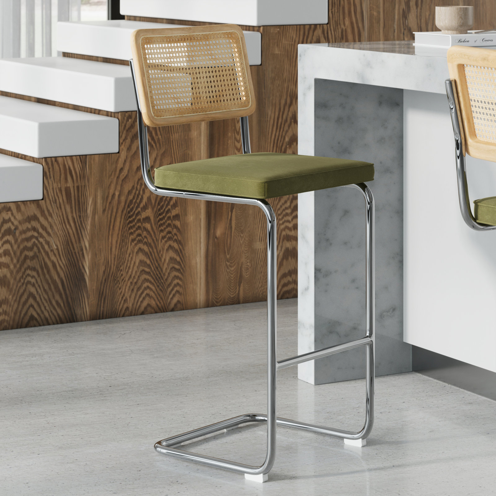 Walsh Bar and Counter Stool, Olive, Bar Stool (29” Seat Height)