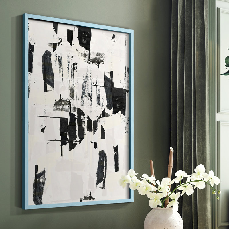 «Tiles & Texture Abstract Angles VI», reproduction encadrée - bois massif, H 10 po x l 8 po, Cadre simple bleu