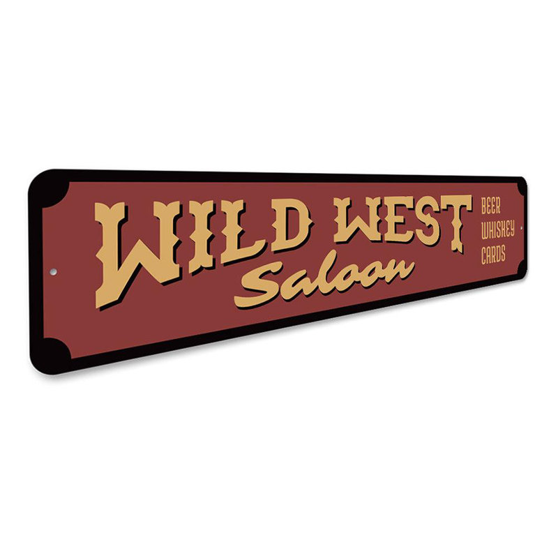 Wild West Saloon Aluminum Sign, 6" H x 24" W x 0.06" D